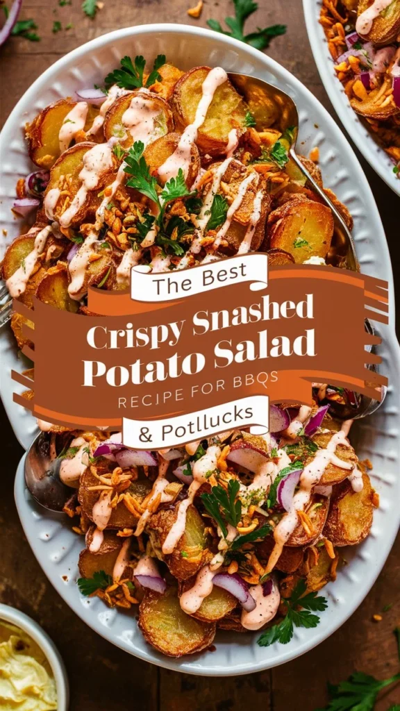 "Crispy & Creamy Smashed Potato Salad – A Must-Try Comfort Food Twist!"