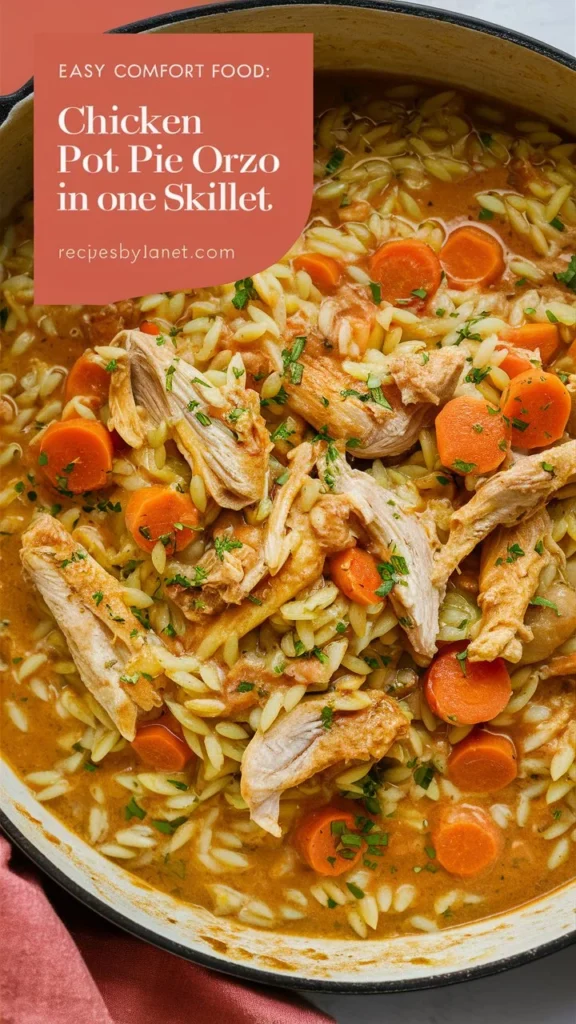 Easy Comfort Food: Chicken Pot Pie Orzo in One Skillet

