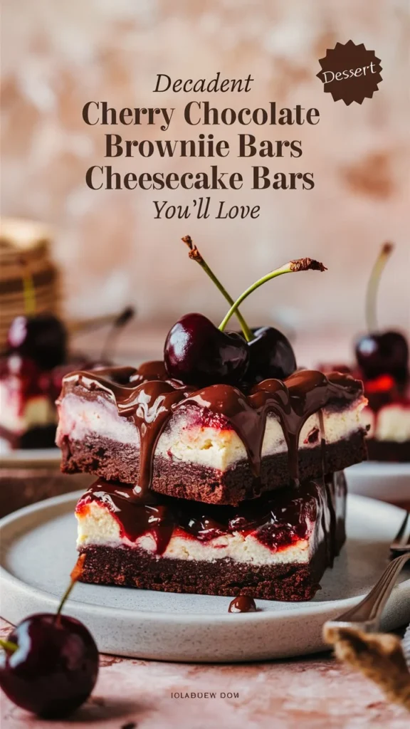 Decadent Cherry Chocolate Brownie Cheesecake Bars You’ll Love