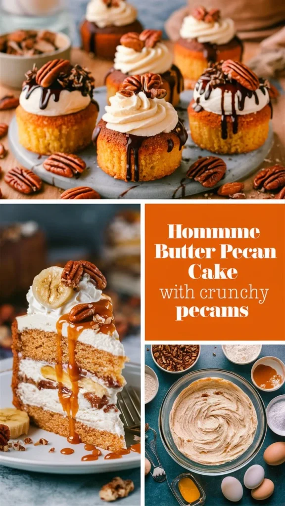 Homemade Butter Pecan Cake with Crunchy Pecans