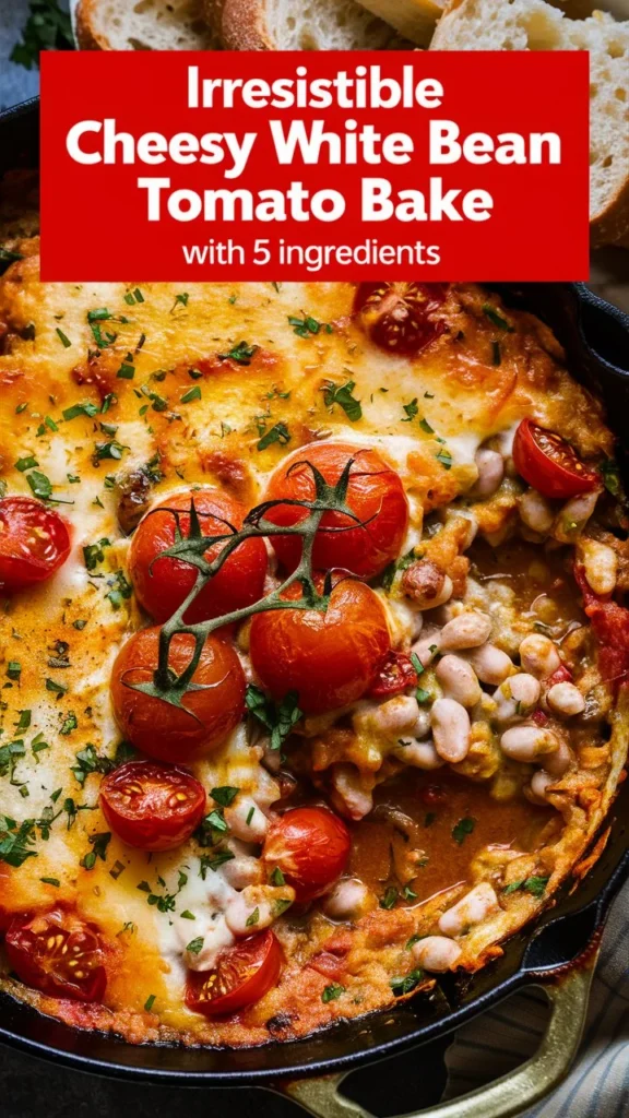 Irresistible Cheesy White Bean Tomato Bake with 5 Ingredients