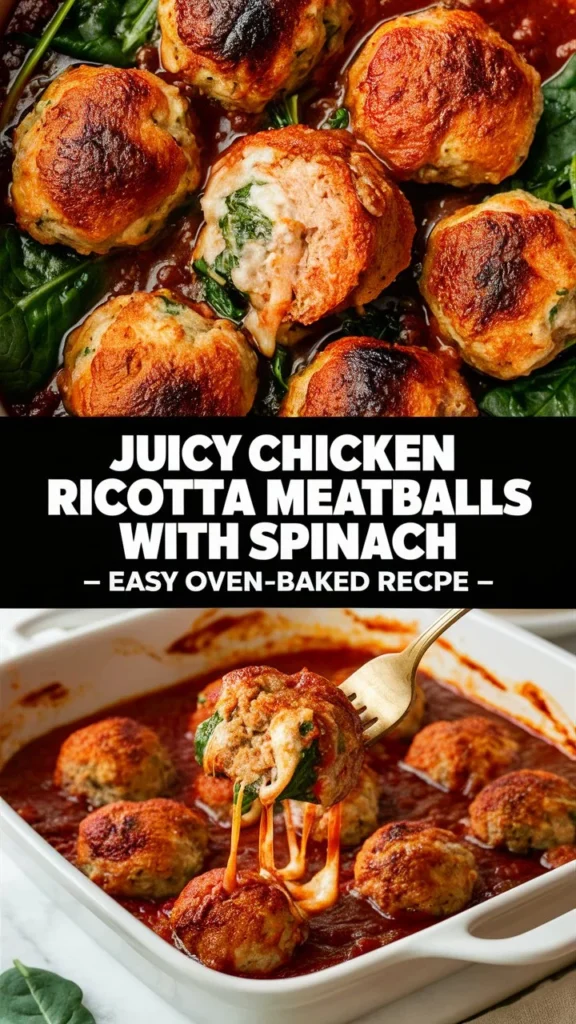 Juicy Chicken Ricotta Meatballs with Spinach – Easy Oven-Baked Recipe