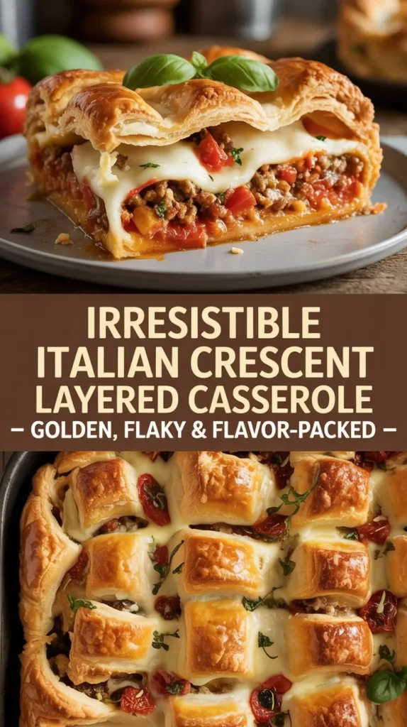 Irresistible Italian Crescent Layered Casserole – Golden, Flaky & Flavor-Packed