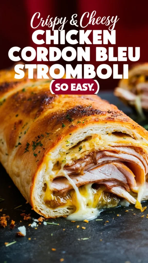 Crispy & Cheesy Chicken Cordon Bleu Stromboli (So Easy!)