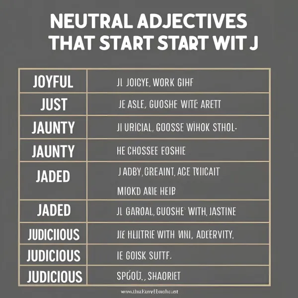 Neutral Adjectives That Start With J