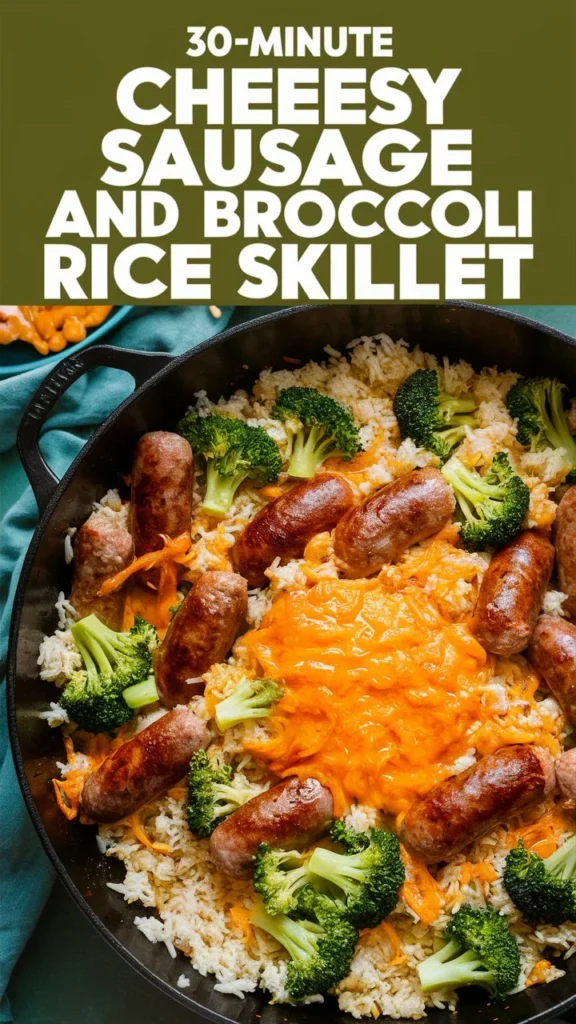 30-Minute Cheesy Sausage and Broccoli Rice Skillet
