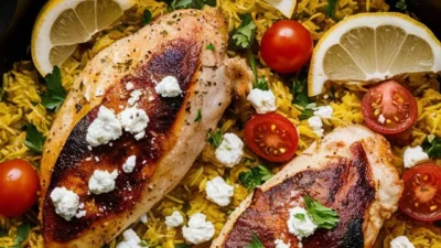 Greek Chicken and Lemon Rice – Easy One-Pot Mediterranean Dinner in 30 Minutes