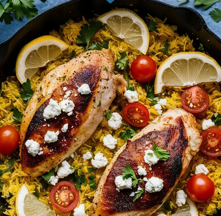 Greek Chicken and Lemon Rice – Easy One-Pot Mediterranean Dinner in 30 Minutes