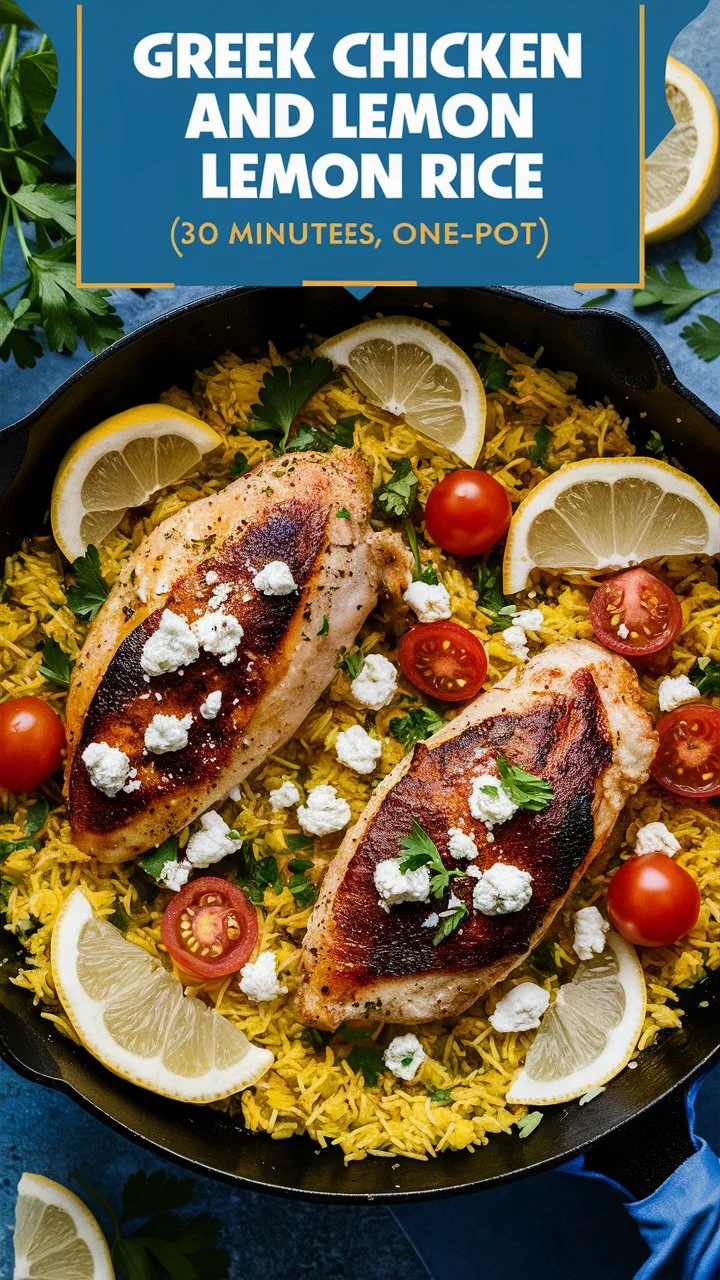 Greek Chicken and Lemon Rice – Easy One-Pot Mediterranean Dinner in 30 Minutes