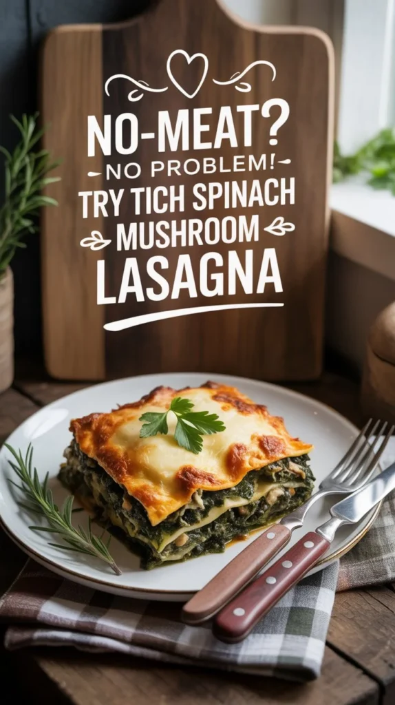No-Meat? No Problem! Try This Rich Spinach Mushroom Lasagna