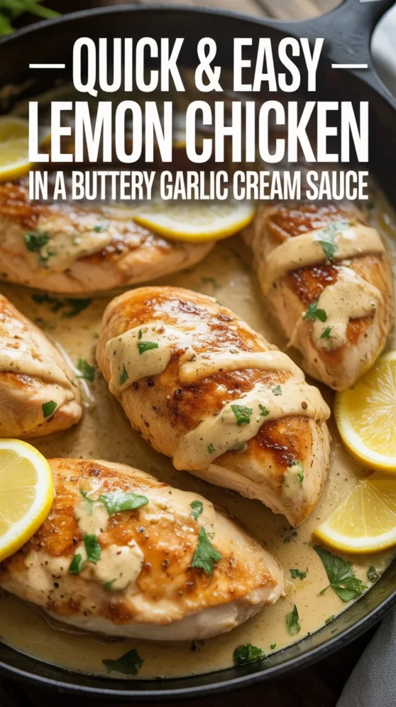 Quick & Easy Lemon Chicken in a Buttery Garlic Cream Sauce