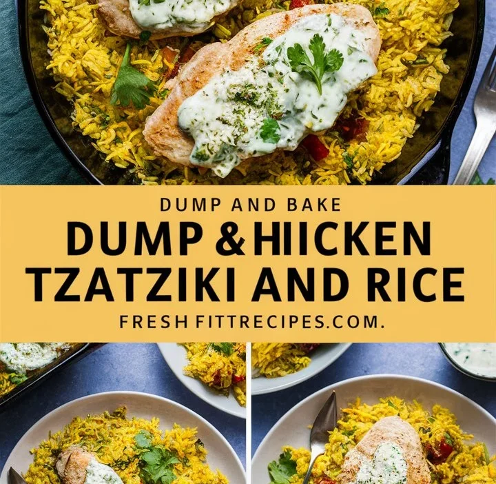 Dump and Bake Chicken Tzatziki and Rice, FreshFitRecipes