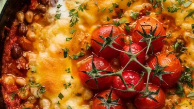 Cheesy White Bean Tomato Bake