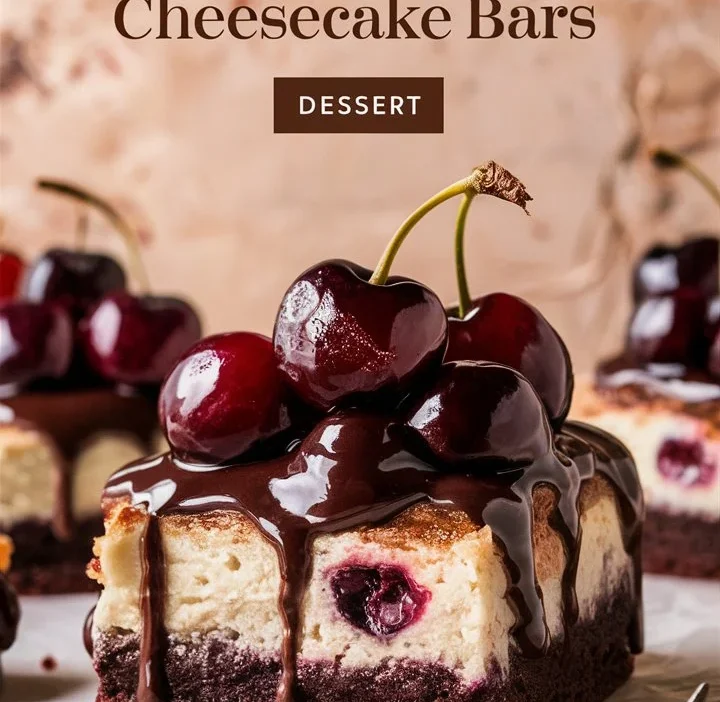 “Cherry Chocolate Brownie Cheesecake Bars