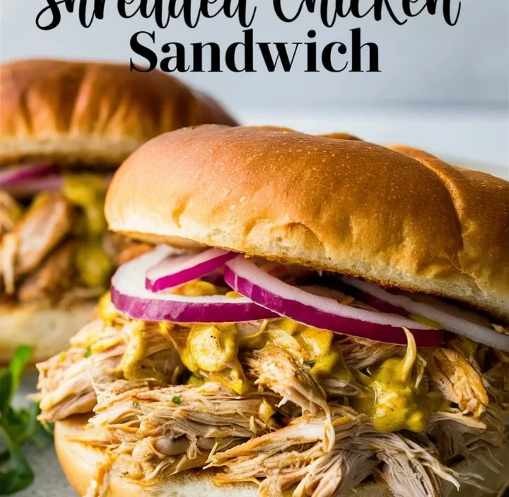 Savory Slow Cooker Honey Mustard Shredded Chicken Sandwich”