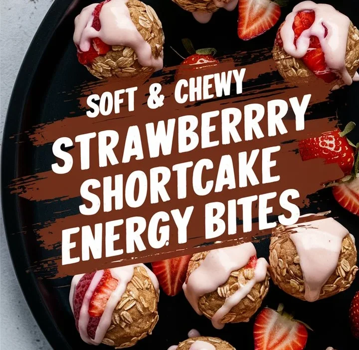 Soft & Chewy Strawberry Shortcake Energy Bites
