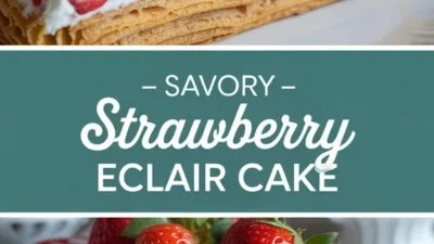 Savory Strawberry Eclair Cake